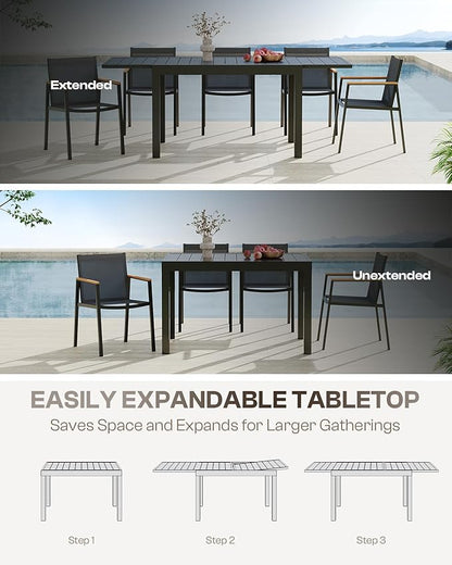 Expandable Outdoor Patio Dining Table Set