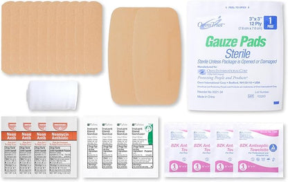 MFASCO Personal Cuts & Scrapes -First Aid Kit Disposable - Mini Travel Size - Compact Medical Kit for Car, Hiking, Camping - Portable, Refillable - Ideal for Parents, Teachers, On-The-Go Use