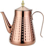 SANQIAHOME 1.8L(60oz) Stainless Steel Hammer Patterned Teapot With Removeable Infuser,Loose leaf cover,Copper