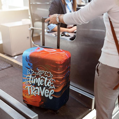 Explore Land Luggage Cover Suitcase Protector Fits 27-30 Inch Case (Time to Travel, L)