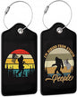 2 Pack Luggage Tag for Suitcase, Bigfoot American Flag Leather Bag Tags Identifiers Privacy Cover ID Label with Durable Steel Loop for Women Men Kids Girls Travel