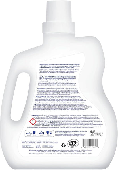 ATTITUDE Liquid Laundry Detergent, EWG Verified, HE Compatible, Plant-Based & Vegan, Natural Laundry Soap, Lavender Scent, 40 Loads, 67.6 Fl Oz