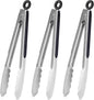 Stainless Steel Kitchen Tongs 9-Inch Cooking Tongs, Set of 3