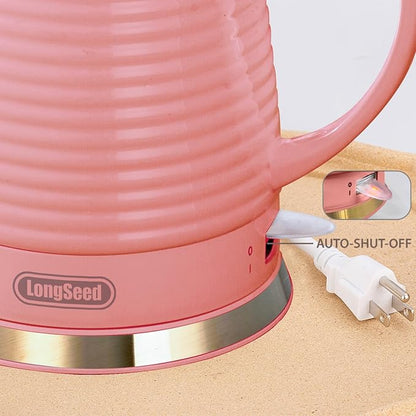 1.2 Liters Ceramic Electric Kettle with Infuser & Mug Set,1000W Fast Boil Water for Tea Coffee, Teapot with Boil-Dry Protection Auto Shut Off, Detachable Swivel Base