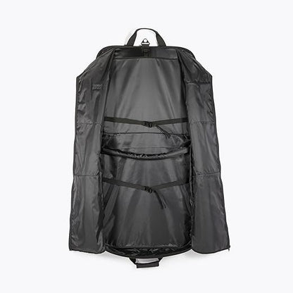 Amazon Basics 43" Premium Garment Bag for Travel, Suit Bag with Shoulder Strap for Suits and Dresses, 1680D Polyester Fabric, Exterior/Interior Pockets, Leather-reinforced Corners, Trifold, Black