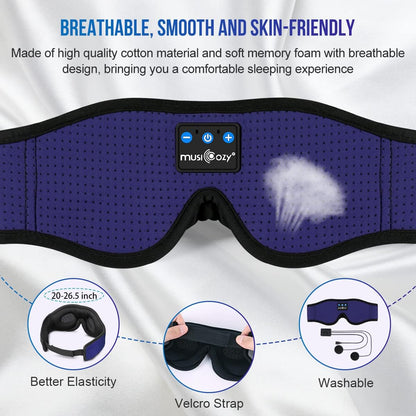 MUSICOZY Sleep Headphones Breathable Bluetooth Headband 3D Sleeping Headphones, Wireless Music Eye Mask Sleep Earbuds for Side Sleeper Women Men Office Air Travel Cool Tech Gadgets Unique Gifts