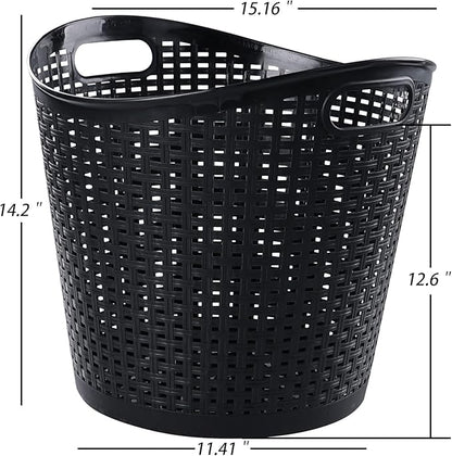6-Pack Plastic Storage Basket, Laundry Hamper Storage Basket, Black