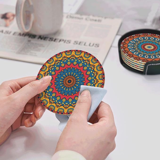 6 Pcs Mandala Drink Coasters