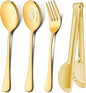 LIANYU 12-Piece Large Gold Serving Utensils Set, 9.8 Inch Stainless Steel Serving Spoons Forks Tongs Set, Perfect for Hostess Buffet Catering Party, Dishwasher Safe