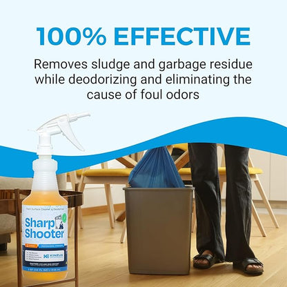 KINZUA ENVIRONMENTAL Sharpshooter, Heavy-Duty Trash Can Odor Eliminator & Degreaser, Garbage Surface Cleaner and Deodorizer Foam, Professional-Grade, Fresh Citrus Scent, 32 oz