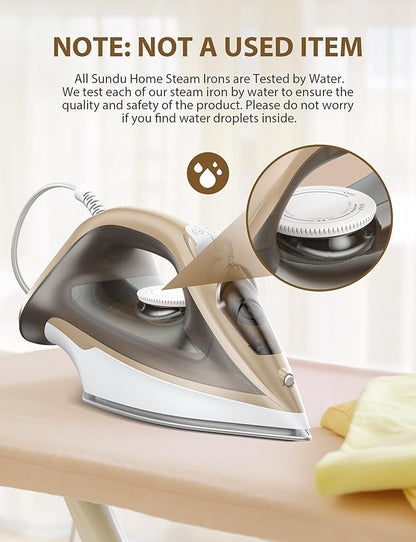 Steam Iron for Clothes Rapid Heating, 1500W Iron with Non-Stick Ceramic Soleplate, Auto-Off, Burst of Steam, 500 Microsteam Holes, Self-Cleaning, 12.31oz Water Tank Ironing Clothes for Home