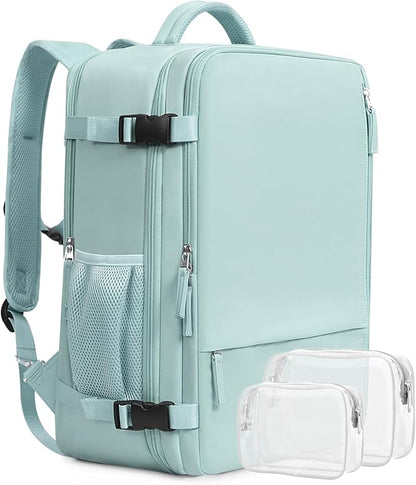 Beraliy Travel Backpack for Women, Airline Approved Bag, 16 inch Laptop Waterproof Hiking Backpack, Casual College Daypack, Weekender Bag, Mint Green