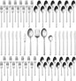 Alata Cube 65-Piece Forged Stainless Steel Flatware Set Cutlery Set with Utensil-Serving Set, Silverware Set Service for 12, Mirror Finish, Dishwasher Safe