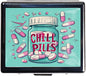 Cute and Portable Metal Pill Organizer – 8 Compartments, Elegant Chrome Finish, Ideal for Travel and Daily Use (Chill Pills Fun)