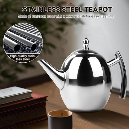 Jadeshay Tea Kettle, 1L Large Stainless Steel Teapot Coffee Pot with Removable Filter for Home, Hotel, Cafe, Bar, Restaurant