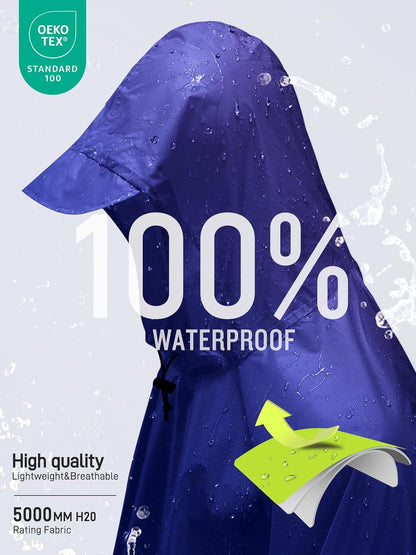 SaphiRose Hooded Rain Poncho Waterproof Raincoat Jacket for Men Women Adults