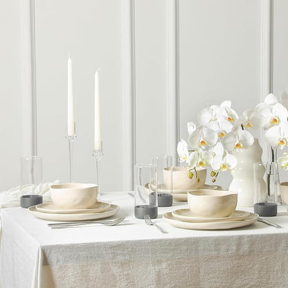 Stone Lain Mirella 32-Piece Dinnerware Set Stoneware, Borosilicate Glass, Beige
