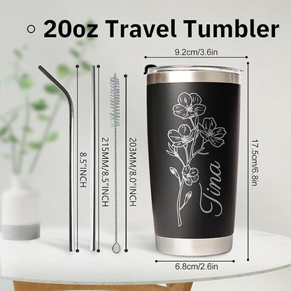 Made in USA - Personalized Tumbler with Engraved Name - Custom Coffee Mug Cup 20 Oz with Lid - Customized Employee Appreciation Gifts - Christmas Gifts for Men Women - Customized By Enterprise