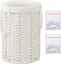 Laundry Hamper Laundry Basket Round 19.0 Gal (72 L) Handwoven Rattan Laundry Basket, Large Wicker Laundry Hamper with Removable Laundry Bag Handles 2 Mesh Bags for Bedroom Living Room White
