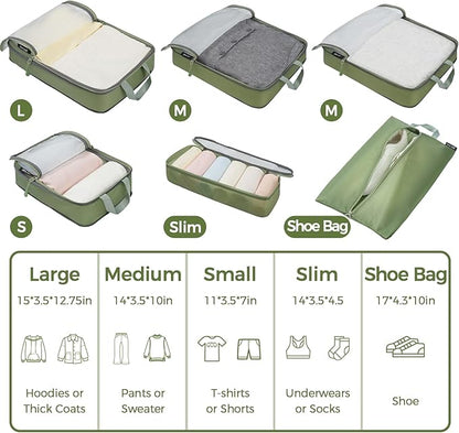 BAGAIL 6 Set Ultralight Compression Packing Cubes Packing Organizer for Travel Accessories Luggage Suitcase Backpack