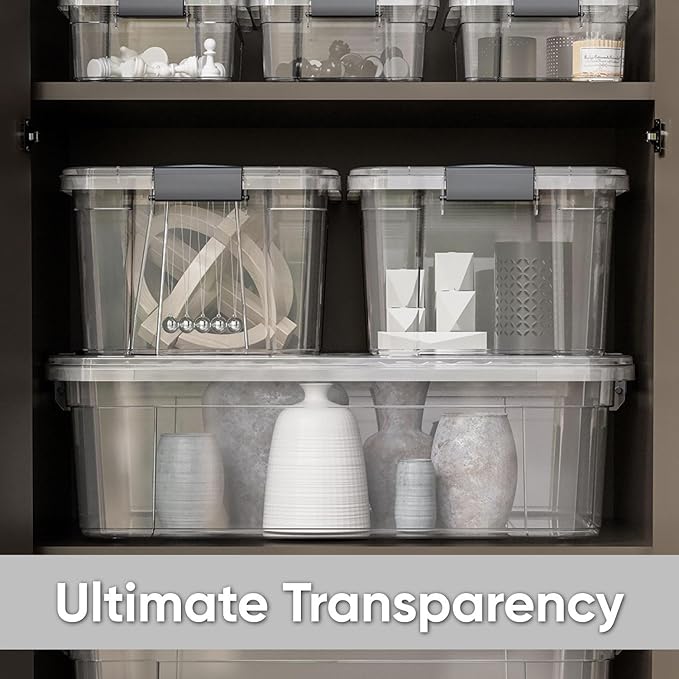 Superio Clear Storage Bins with Lids, Stackable Storage Box with Latches and Handles, Extra Small, 2 Pack 2 Quart
