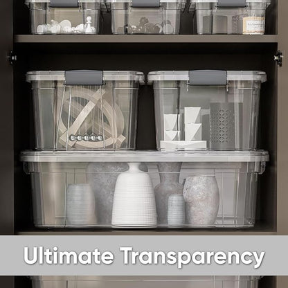 Superio Clear Storage Bins with Lids, Stackable Storage Box with Latches and Handles, Extra Small, 2 Pack 2 Quart