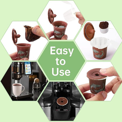 Aussen Disposable Coffee Paper Filters Replacement Kerig Filter Fit All Keurig Single Serve Filter Brands Compatible with Reusable Single Serve Pods Keurig Coffee Maker (White with Lid, 300pcs)