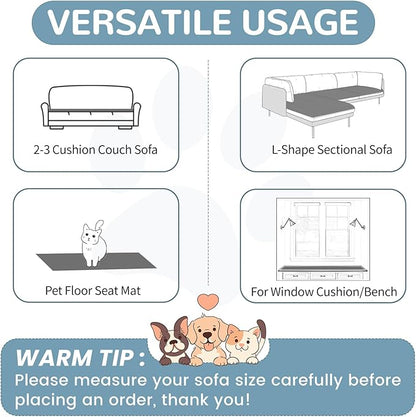 OTOB Dog Couch Covers for 3 Cushion Washable Non Slip Plush Pet Friendly Bed Mat Sofa Cover for Dogs, All Seasons Cozy Soft Fuzzy Furniture Protector Sofa Slipcovers (Dark Gray, 27.6" x 59.1")