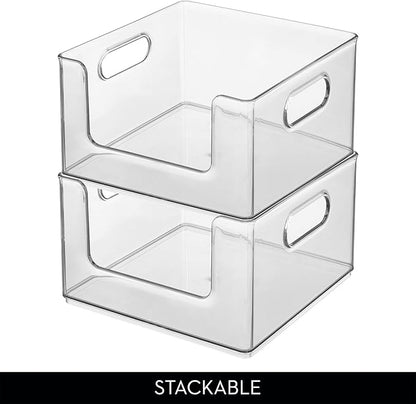 iDesign Stackable Clear Open Front Storage Bin, Easy Access Organizer for Pantry or Cabinet, 2-Pack
