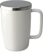 FORLIFE Dew Glossy Finish Brew-In-Mug with Basket Infuser & "Mirror" Stainless Lid 18 oz., White