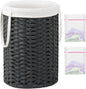 Laundry Hamper Laundry Basket Round 19.0 Gal (72 L) Handwoven Rattan Laundry Basket, Large Wicker Laundry Hamper with Removable Laundry Bag Handles 2 Mesh Bags for Bathroom Living Room Black