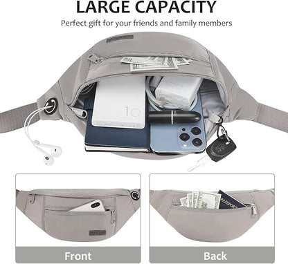 MAXTOP Large Crossbody Fanny Pack with 4-Zipper Pockets,Gifts for Enjoy Sports Festival Workout Traveling Running Casual Hands-Free Wallets Waist Pack Phone Bag Carrying All Phones