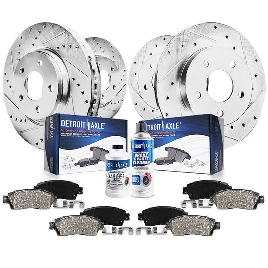Detroit Axle - 4WD Brake Kit for 95-01 Ford Explorer, 97-01 Mercury Mountaineer, Drilled Slotted Disc Brake Rotors 1995 1996 199