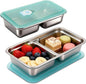 2 Pack Stainless Steel Snack Containers with Lids, Reusable Leak-Proof 2-Compartment Bento Box, Portable Food Storage Lunch Box for Work, Travel, Meal Prep