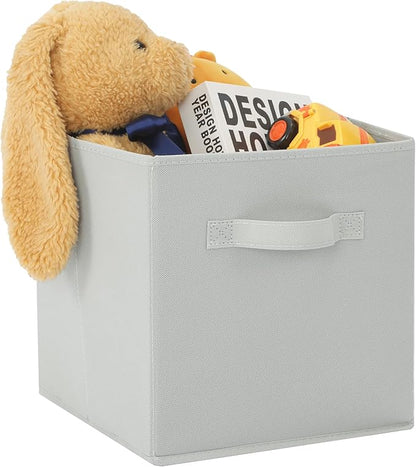 Stero Fabric Storage Bins 6 Pack Fun Colored Durable Storage Cubes with Handles Foldable Cube Baskets for Home, Kids Room, Closet and Toys Organization Gray