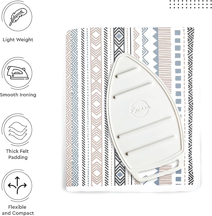 Encasa XO Ironing Mat/Pad (Large 48"x28") with 3mm Padding & Silicone Iron Rest for Steam Pressing on Tabletop or Bed - Heat Resistant, Portable, Quilting & Travel Blanket - Aztec