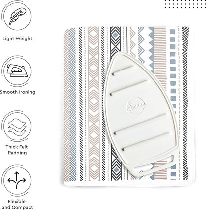 Encasa XO Ironing Mat/Pad (Large 48"x28") with 3mm Padding & Silicone Iron Rest for Steam Pressing on Tabletop or Bed - Heat Resistant, Portable, Quilting & Travel Blanket - Aztec