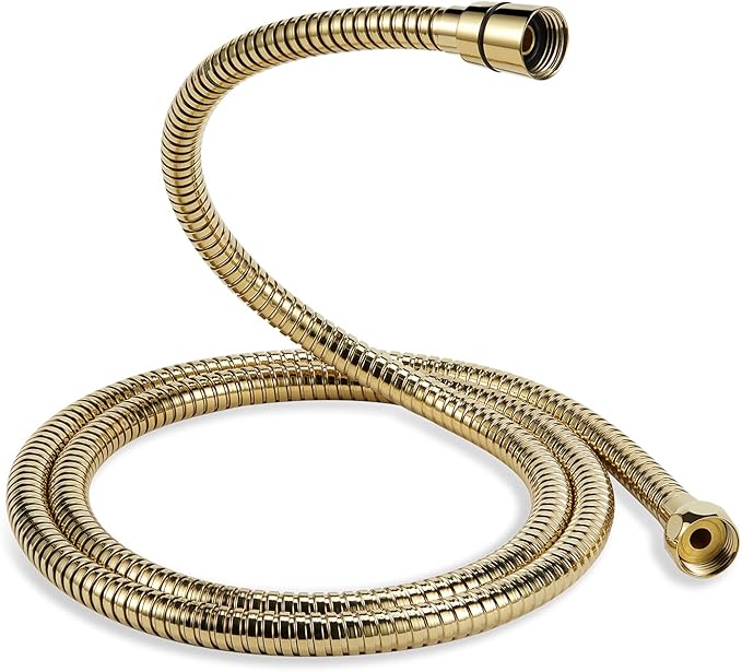 Handheld Shower Head, 6 Spray Setting High Pressure Shower Head with Brass Swivel Ball Bracket and Extra Long Stainless Steel Hose, Polished Brass, 5"
