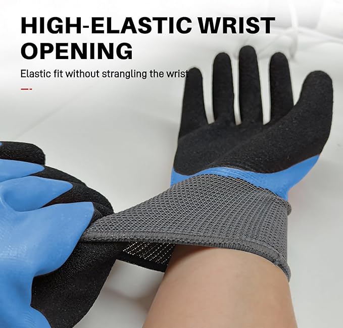 Electrician Gloves 1000V High Voltage,Double Insulated Electrical Gloves For Men,Rubber Safety Work Gloves (Blue,Large)
