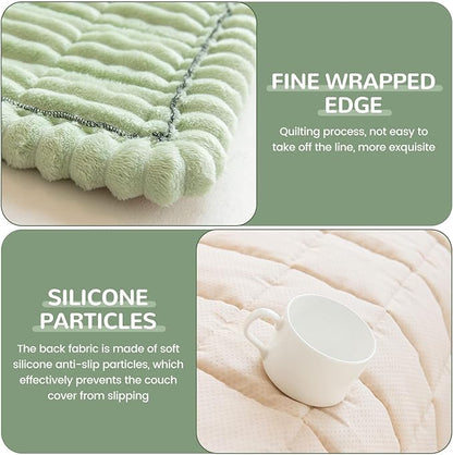 OTOB Couch Cover for Dogs Washable, Non Slip Funny Pet Couch Covers Sofa Slipcovers Cushion Mat, Plush Soft Cozy Pet Friendly Furniture Protector, All Seasons (Matcha Green, 23.6" x 47.2")