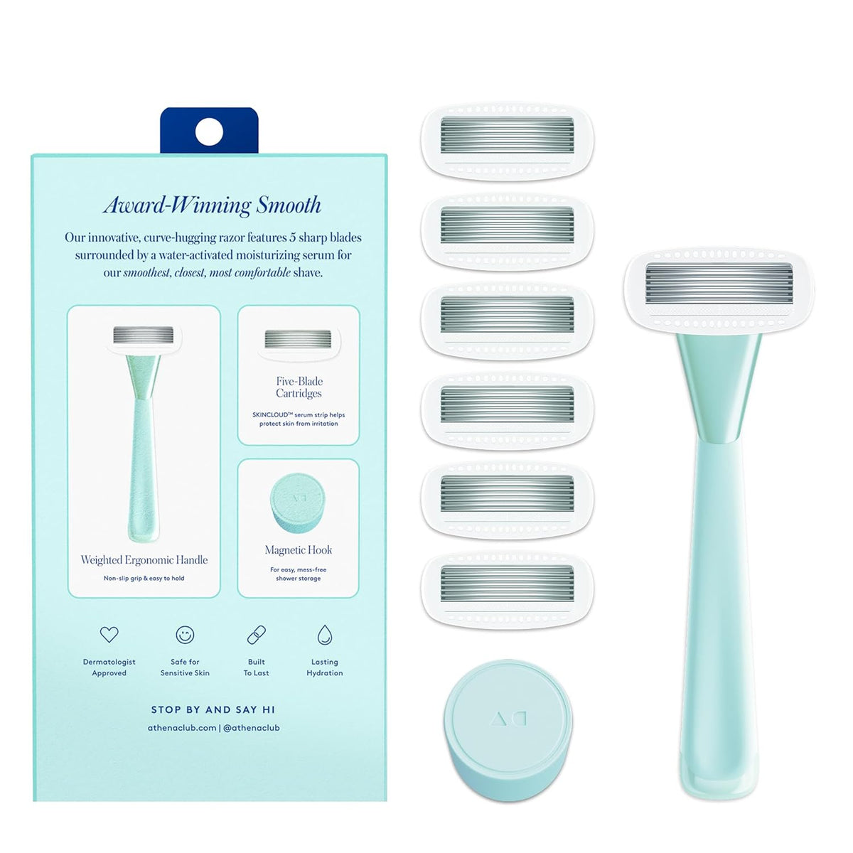 Women's Razor Shave Kit, 1 Mint Razor Handle + 6 Blade Refills