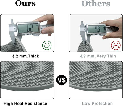 Silicone Trivet Mats, 2 Sizes 7 & 9 Inch Heat Resistant Silicone Hot Pads Pot Holders for Kitchen - Trivets for Hot Dishes, Multipurpose Non-Slip Heat Resistant Mat, Spoon Holder, Drying Mat(Gray)