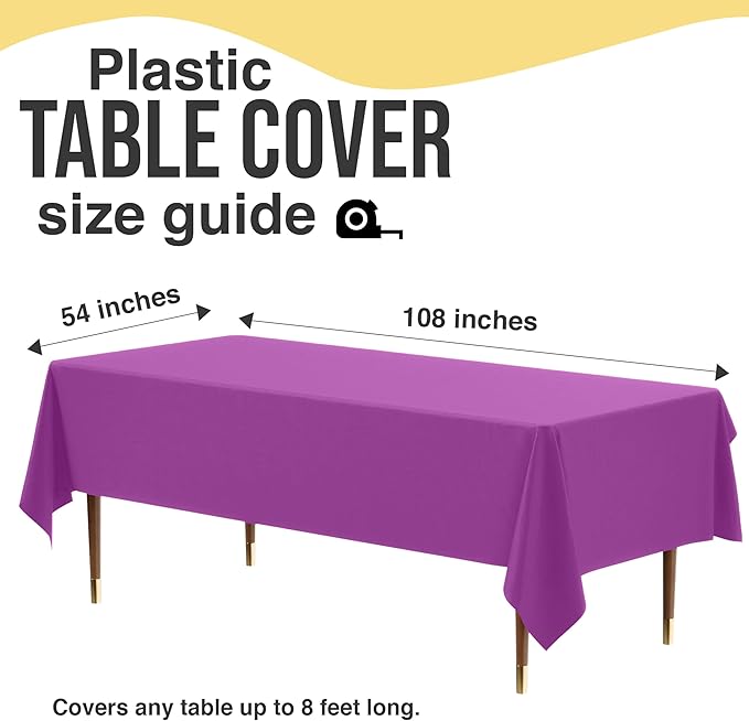 Exquisite 66% Thicker Premium Plastic Table Cloth Rectangle Table Cover 0.5 Mil 12 Pack Magenta Table Cloth 54 Inch x 108 Inch Disposable Tablecloth Won't Tear Easily Like Cheap Thin Brands