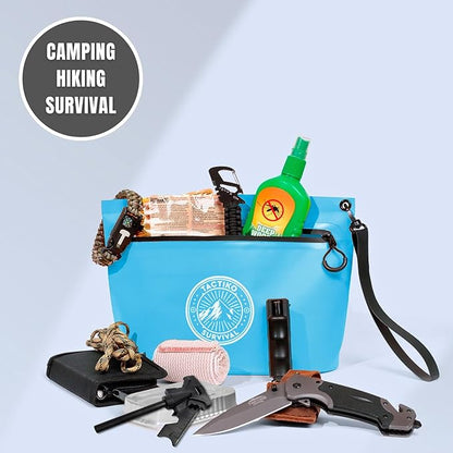 Tactiko Heavy-Duty Splash Water Resistant Zipper Pouches - Hold-All Organizers for Dry Bags, Travel Bags (Blue)