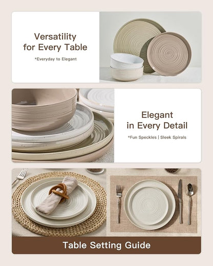 Stoneware Dinnerware Sets with Pasta Bowls, Service