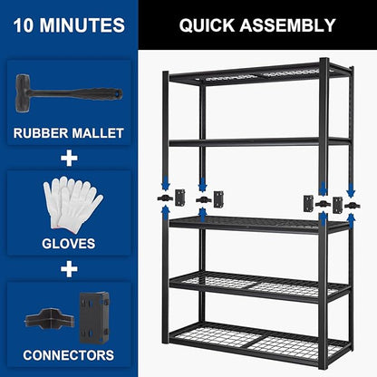 BILT HARD Garage Shelving 3000 LBS 36" W x 18" D x 72" H, Heavy Duty 5-Tier Metal Shelving Units with Adjustable Shelf, Steel Wire Utility Storage Shelves