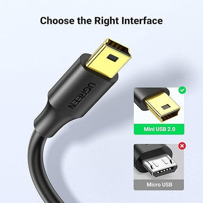 UGREEN 10 FT USB 2.0 Cable - Mini B Compatible with Garmin Nuvi GPS, Dash Cam, Camera, PS3 Controller, Hard Drive, GoPro Hero 3+, PDA