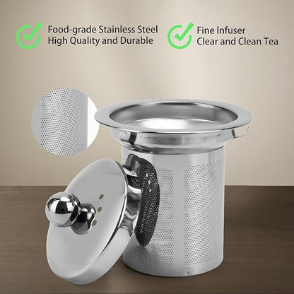 Glass Teapot 14oz/400ml with Removable Infuser, Borosilicate Clear Tea Kettle, Stovetop Safe Tea Kettle Blooming Loose Leaf Teapots, for Camping, Travel