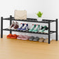 Smiry Shoe Rack, 2 Tier Thick Long Bamboo Shoe Organizer, Stackable Free Standing Wooden Shoe Storage Shelf for Closet, Entryway, Front Door Entrance, Black