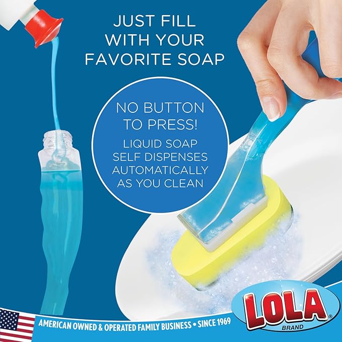 LOLA Soap Dispenser Dish Wand Sponge Head Refills, 2 Pack, Super Absorbent Scrubber, Non-Scratch, for Cleaning Dishes, Sinks and Cookware